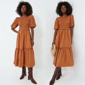 Tuckernuck Caramel Bubble Sleeve Smocked Midi Dress